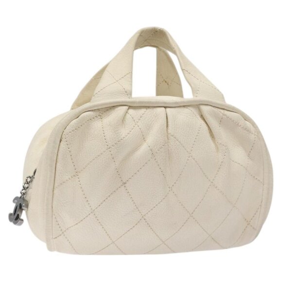 CHANEL Wild Stitch Hand Bag Leather White CC Auth yk18288 - Picture 1 of 16